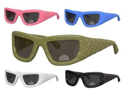 Bottega Veneta Intrecciato Rectangular Sunglasses Low-poly 3D model