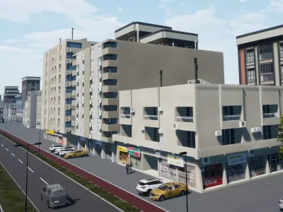 Arab Apartment Buildings Set Low-poly 3D model