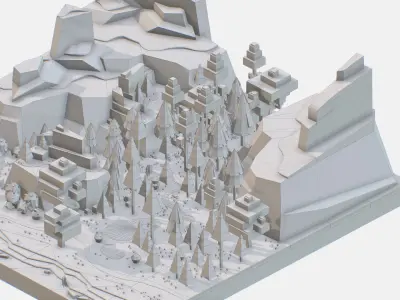 big mountain landscape Low-poly 3D model