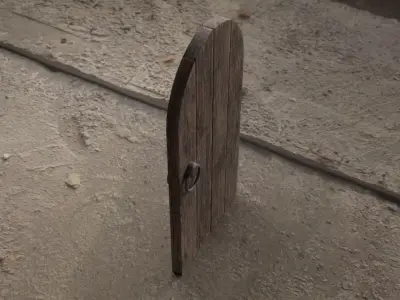 Medieval Door Arched 03 LowPoly Plus HP Low-poly 3D model