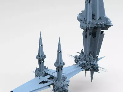 Sci fi Core crystal Shard Bridge Building Shards 3D model
