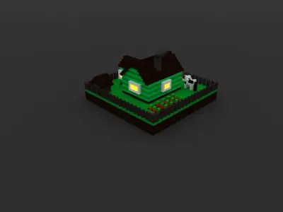 Voxel village house Free low-poly 3D model