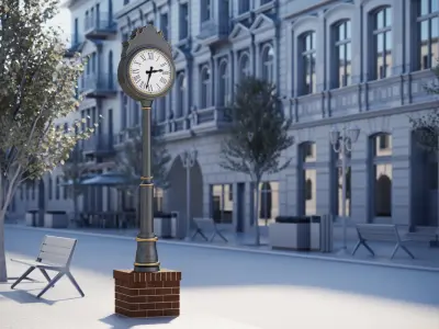Stylized street clock 3D model