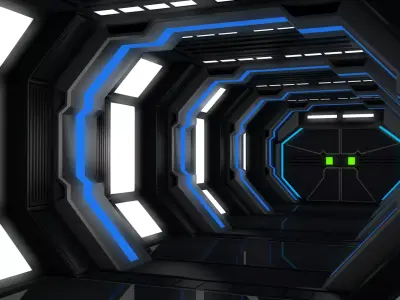 Low Poly Sci Fi Corridor 3D model