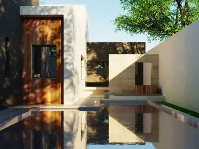 3D Model  Modern Two-Story House Low-poly 3D model