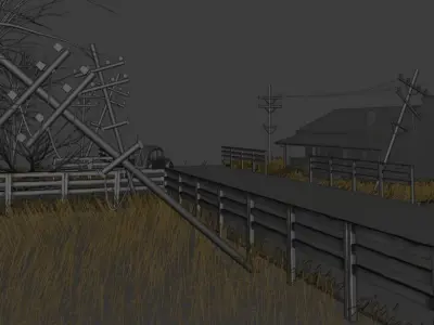 Damaged Town apocalyptic 3D model