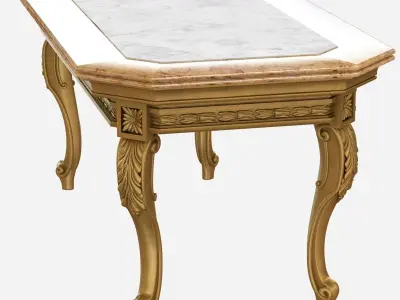 French Century Transitional Giltwood and Marble Coffee  3D model