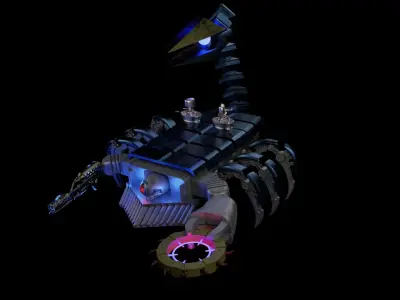 Giant Scorpion Robot with Flamethrower and Saw 3D model