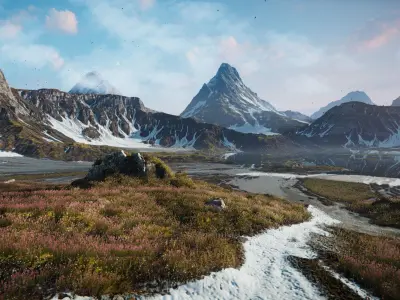 Mountain Lake Valley Environment - Unity 2017 Project Low-poly 3D model