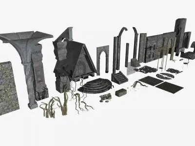 Catacomb Dungeon Prop Pack Low-poly 3D model