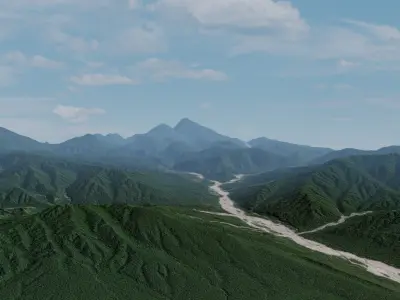Grassy Hills Mountains Landscape - South America 3D model