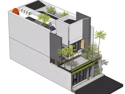 3D Model Modern Minimalist White House Contemporary Style 3D model