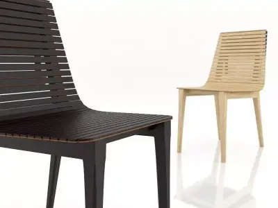 Market wooden chair with slatted back 3D model
