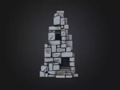 Ancient Stone Ruin Tower Low-poly 3D model