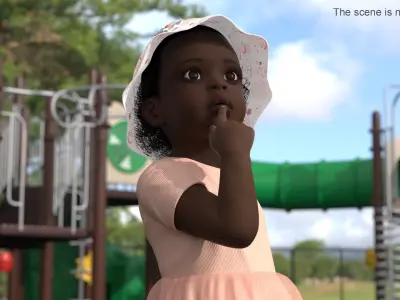  Little African Girl in Summer Outfit Rigged 