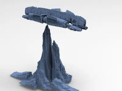 Alien Ship over mountain 3D model