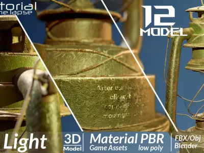 Collection of Vintage Lamp Models Low-poly 3D model