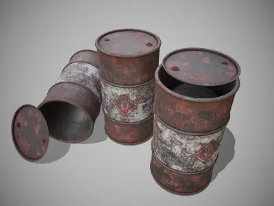 Barrels red rusty Low-poly 3D model