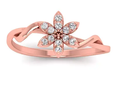 Solitaire Wedding Engagement Women Flower Bypass Rings 3D print model