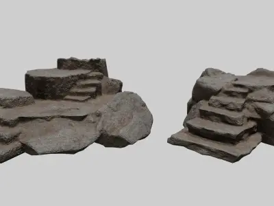 Altar Set stone steps Low-poly 3D model