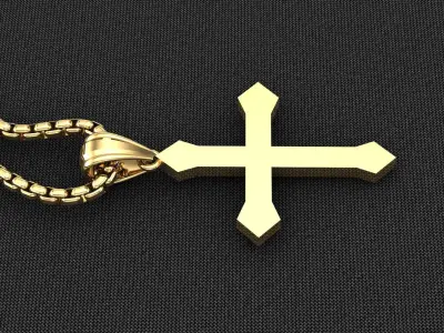 High Cross Pendant Light Gold 18K 3CP061 3D model