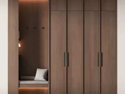 541 hallway zone 14 minimal modular wardeobe with seating niche 3D model