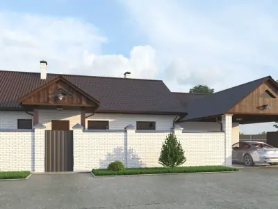 House with garage and veranda  3D model