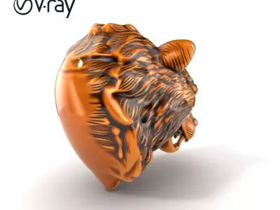 Bear Head Door Handle Bronze Sculpture model pack Low-poly 3D model