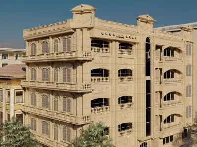Classic stone facade-Building Classic Facade Element 3D model 12