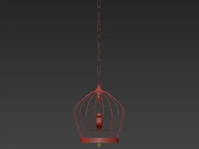 Birdcage Chandelier White 3D model