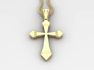 Light Gold 18K Cross Pendant 2CP076 3D print model