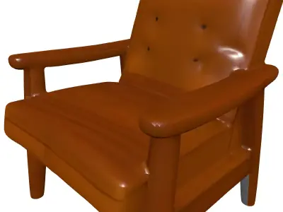 MidCentury Modern Leather Armchair Low-poly 3D model