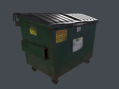 PBR Dumpster mid poly weathered VR and Game model Low-poly 3D model