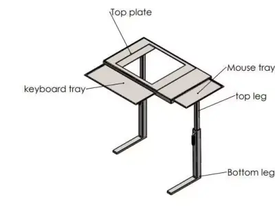 Height varying laptop table with cooing pad 3D model