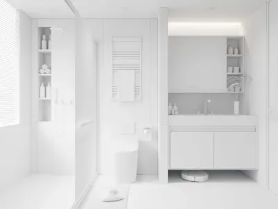 Bathroom full scene 3D model 3D model