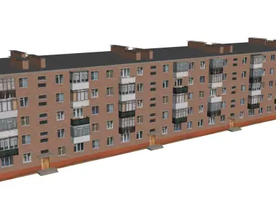 Russian Soviet brick house 2 3D model