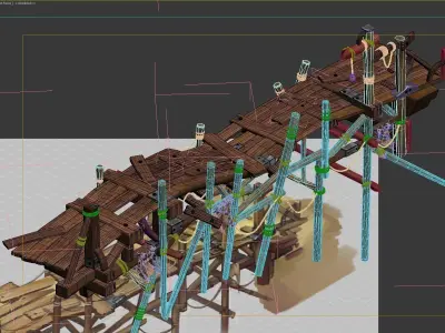 wooden Bridge 3D model