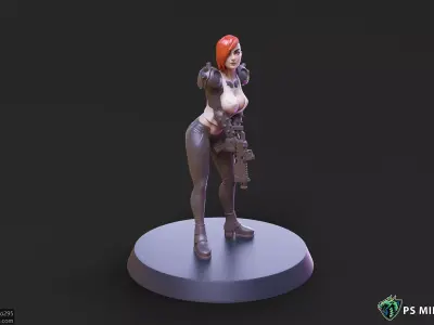 Cyberpunk Scrapper Girl Pose 2 - 3 Variants and Pinup 3D print model