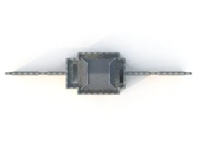 3D Chinese City River Gate Low-poly 3D model