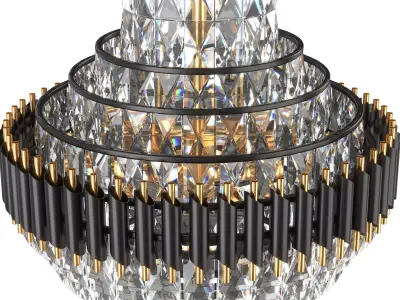 Black Geminus Long Crystal Double Height Chandelier 3D model