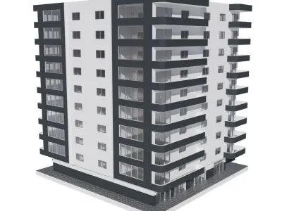 Residential Building with internal 5 3D model