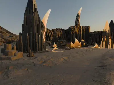 Lava Ruins Landscape 3D model