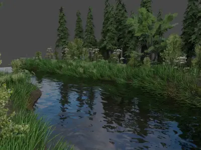 Scene river in forest 3D model