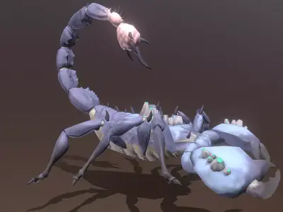 Cyborg Blue Scorpion Running Fbx Pbr Animated 3D model