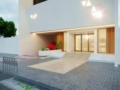 3D Architectural Model Modern Five-Story Building Low-poly 3D model