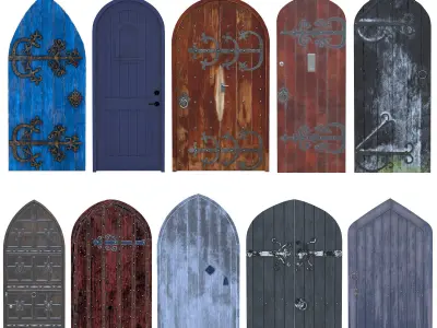 10 Castle Doors Low Poly Collection Low-poly 3D model