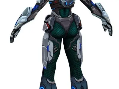 Low Poly Woman Cyborg Trooper Low-poly 3D model