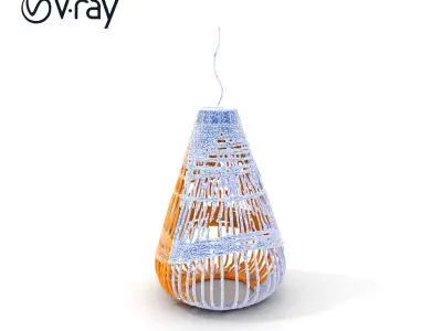 Hanging Wicker Lamp Shade Model Pack Low-poly 3D model