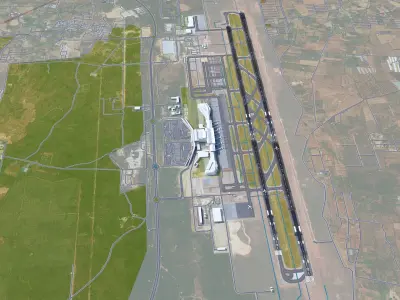 Rajiv Gandhi International Airport Hyderabad 10km Low-poly 3D model