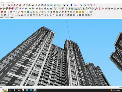 3D model of a complex of buildings and a soccer field 3D model